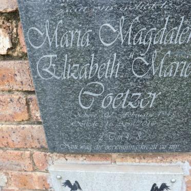 COETZER Maria Magdalena Elizabeth 1945-2010