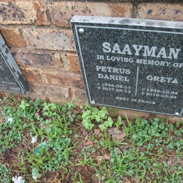 SAAYMAN Petrus Daniel 1936-2017 &amp; Greta 1939-2018