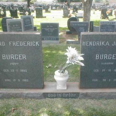 BURGER Barend Frederick 1885-1982 &amp; Hendrika Johanna 1884-1964