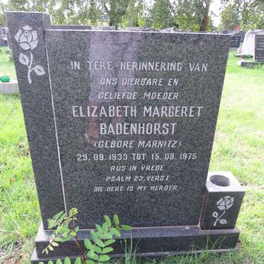 BADENHORST Elizabeth Margeret nee MARNITZ 1933-1975