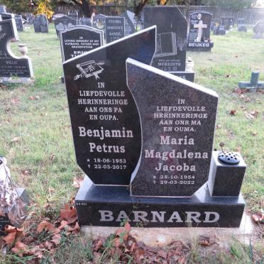 BARNARD Benjamin Petrus 1953- &amp; Maria Magdalena Jacoba 1954-2022