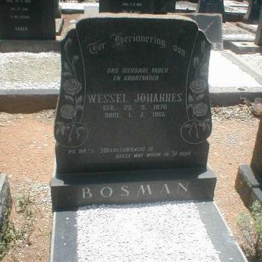 BOSMAN Wessel Johannes 1878-1965