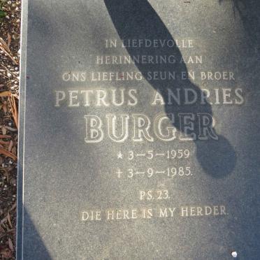 BURGER Petrus Andries 1959-1985