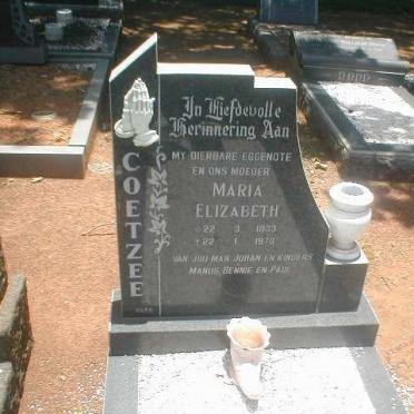 COETZEE Maria Elizabeth 1933-1978