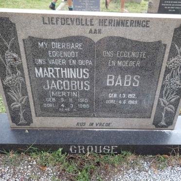 CROUSE Marthinus Jacobus 1915-1988 &amp; Babs 1912-1969