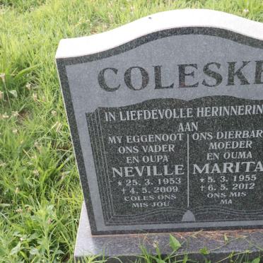 COLESKE Neville 1953-2009 &amp; Marita 1955-2012