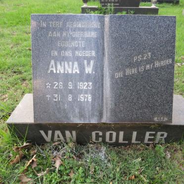 COLLER Anna W., van 1923-1978