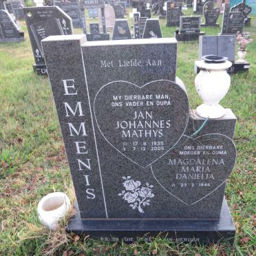 EMMENIS Jan Johannes Mathys 1935-2005 &amp; Magdalena Maria Danielia 1946-