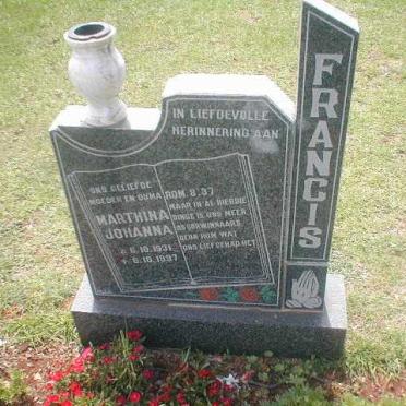 FRANCIS Marthina Johanna 1931-1997