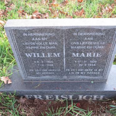 FREISLICH Willem 1926-1998 &amp; Marie 1930-1998