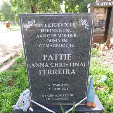 FERREIRA  Anna Christina 1927-2011