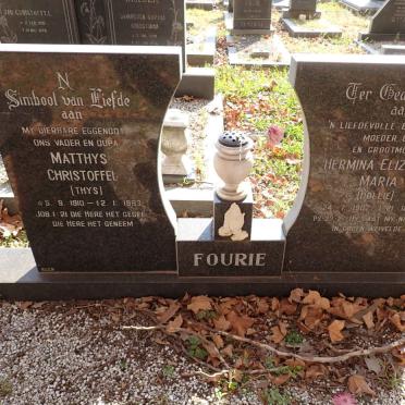 FOURIE Mathys Christoffel 1910-1983 &amp; Hermina Elizabeth Maria 1907-1990