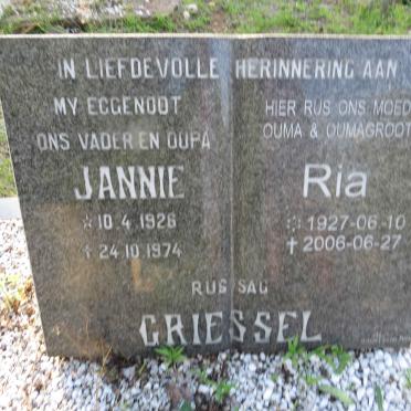 GRIESSEL Jannie 1926-1974 &amp; Ria 1927-2006