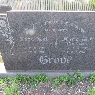 GROVÉ Carel G.D. 1895-1974 &amp; Marta M. F. nee BLAUW 1898-1974