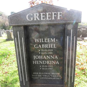 GREEFF Willem Gabriel 1910-1999 &amp; Johanna Hendrina 1912-1997