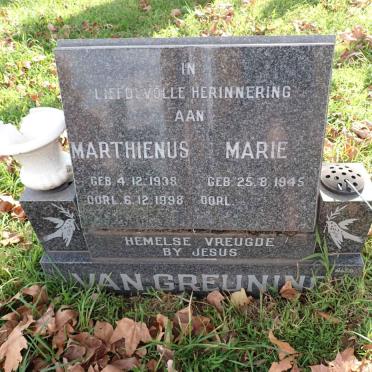 GREUNING Marthienus, van 1938-1998 &amp; Marie 1945-