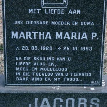JACOBS Martha Maria P. 1928-1993