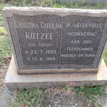 KOTZEE Christina Carolina nee JANSEN 1890-1968