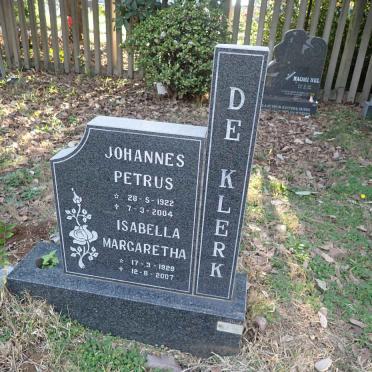 KLERK Johannes Petrus, de 1922-2004 &amp; Isabella Margaretha 1929-2007