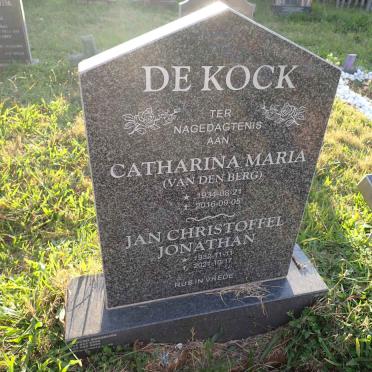 KOCK Jan Christoffel Jonathan, de 1932-2021 &amp; Catharina Maria VAN DEN BERG 1934-2016