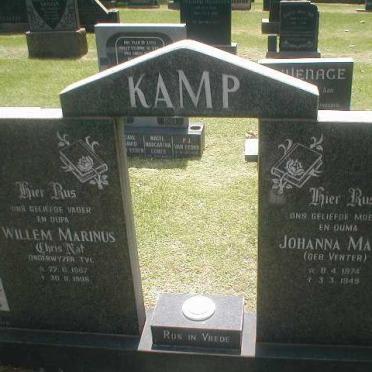 KAMP Willem Marinus 1867-1908 &amp; Johanna Maria VENTER 1874-1949