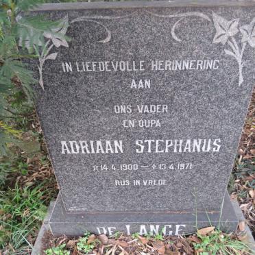 LANGE Adriaan Stephanus, de 1900-1971