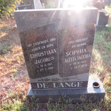LANGE Christiaan Jacobus, de 1921-1996 &amp; Sophia Aletta Jacoba 1924-2018