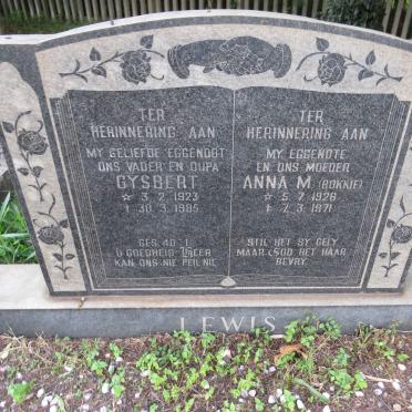 LEWIS Gysbert 1923-1985 &amp; Anna M. 1926-1971