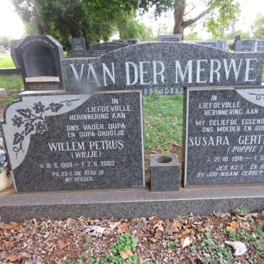 MERWE Willem Petrus, van der 1909-2003 &amp; Susara Gertruida 1918-1988