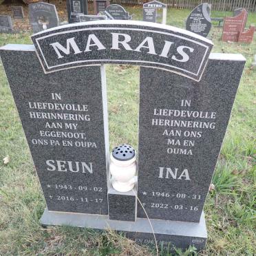 MARAIS Seun 1943-2016 &amp; Ina 1946-2022