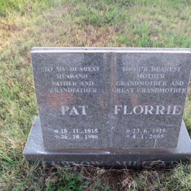 MILLETT Pat, CURNOW- 1915-1996 &amp; Florrie 1915-2005