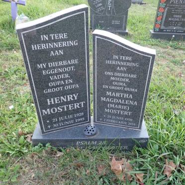MOSTERT Henry 1928-1995 &amp; Martha Magdalena 1936-2018