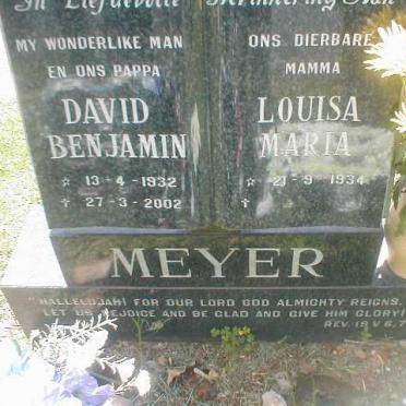 MEYER David Benjamin 1932-2002 &amp; Louisa Maria 1934-