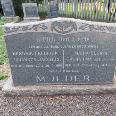 MULDER Hendrik Fredrik Johannes Jacobus 1860-1918 &amp; Maria Gesina Catharina MARAIS 1888-1961