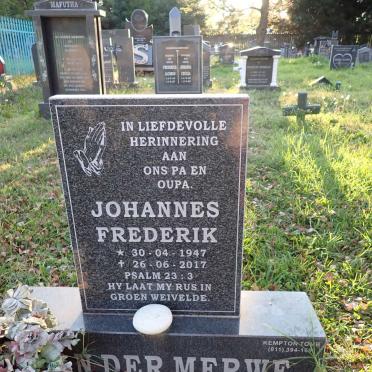 MERWE Johannes Frederik, van der 1947-2017