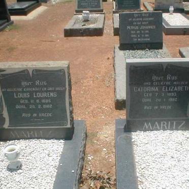 MARITZ Louis Lourens 1886-1982 &amp; Catorina Elizabeth 1893-1982
