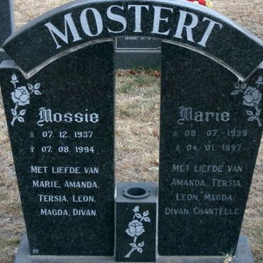 MOSTERT Mossie 1937-1994 &amp; Marie 1939-1997