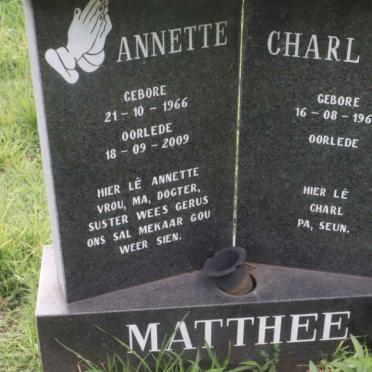 MATTHEE Charl 1966- &amp; Annette 1966-2009
