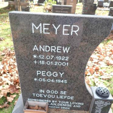 MEYER Andrew 1922-2001 &amp; Peggy 1945-