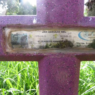 NEL Jan Adriaan 1950-2012 &amp; Elizabeth Annette 1955-2012