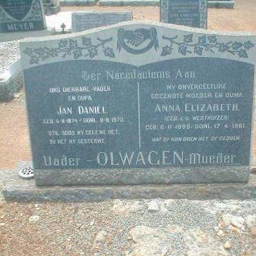 OLWAGEN Jan Daniel 1874-1970 &amp; Anna Elizabeth VAN DER WESTHUIZEN 1889-1961
