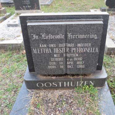 OOSTHUIZEN Alettha Hester Petronella formerly BOOYSEN nee V.D. BERG 1897-1968