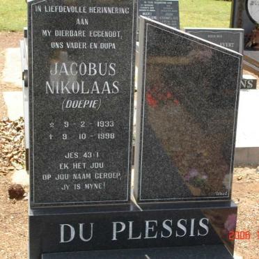 PLESSIS Jacobus Nikolaas, du 1933-1998