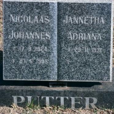 PUTTER Nicolaas Johannes 1924-1995 &amp; Jannetha Adriana 1931-