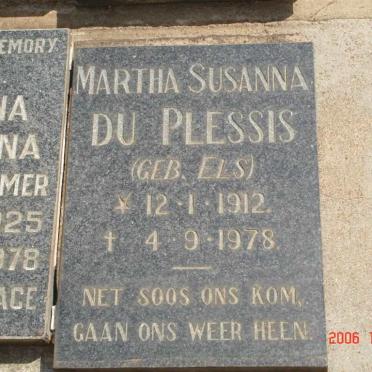 PLESSIS Martha Susanna, du née ELS 1912-1928