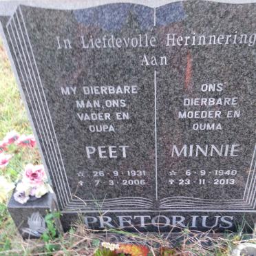 PRETORIUS Peet 1931-2006 &amp; Minnie 1940-2013