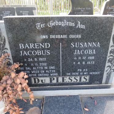 PLESSIS Barend Jacobus, du 1922-2012 &amp; Susanna Jacoba 1918-1973
