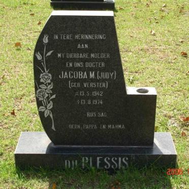 PLESSIS Jacoba M., du née VERSTER 1942-1974