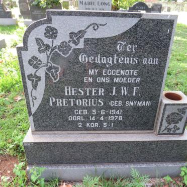 PRETORIUS Hester J.W.F. nee SNYMAN 1941-1978