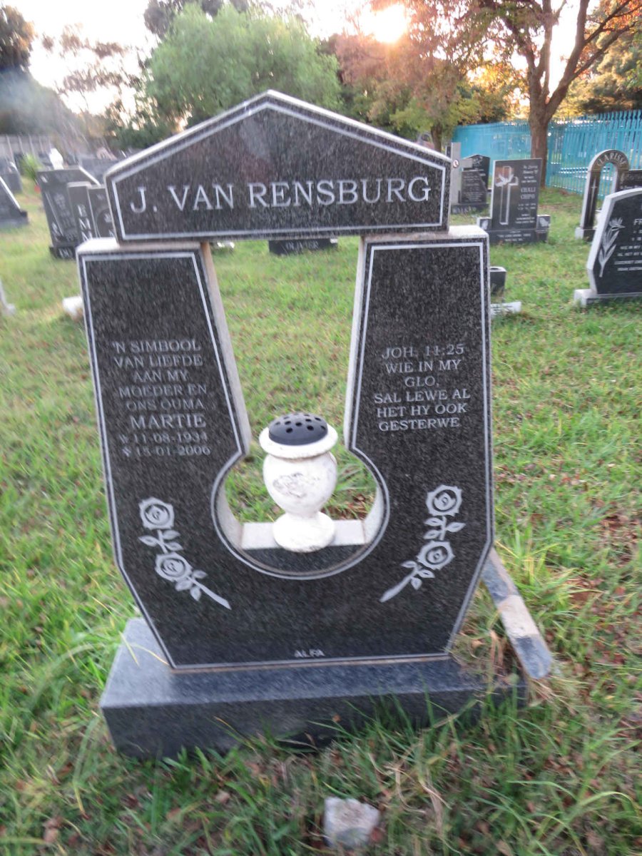 RENSBURG Martie, J. van 1934-2006